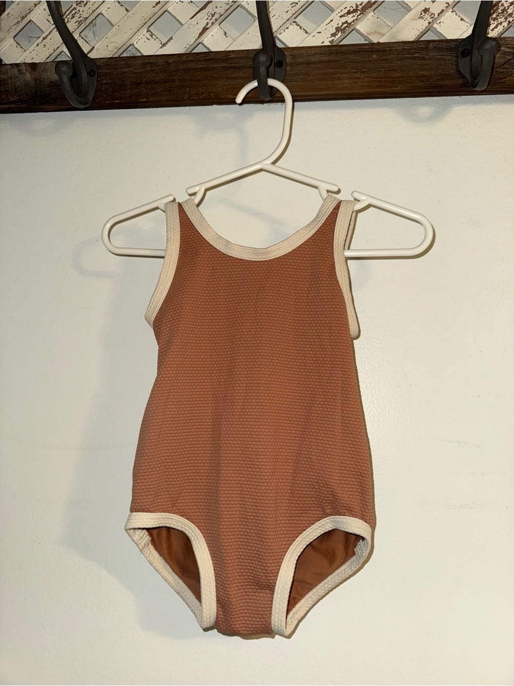 H&M Kids One-Piece Swimsuit in Rust with Cream Trim